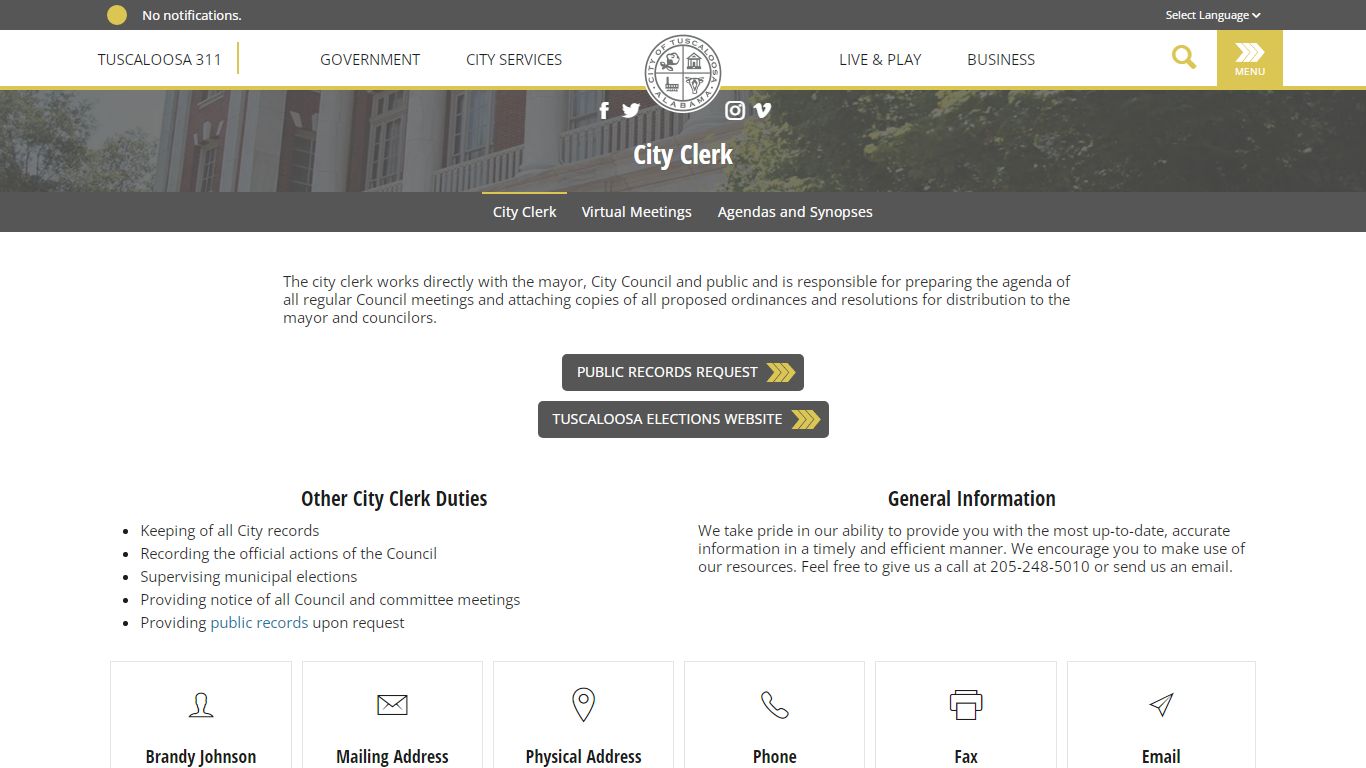 City Clerk | City of Tuscaloosa