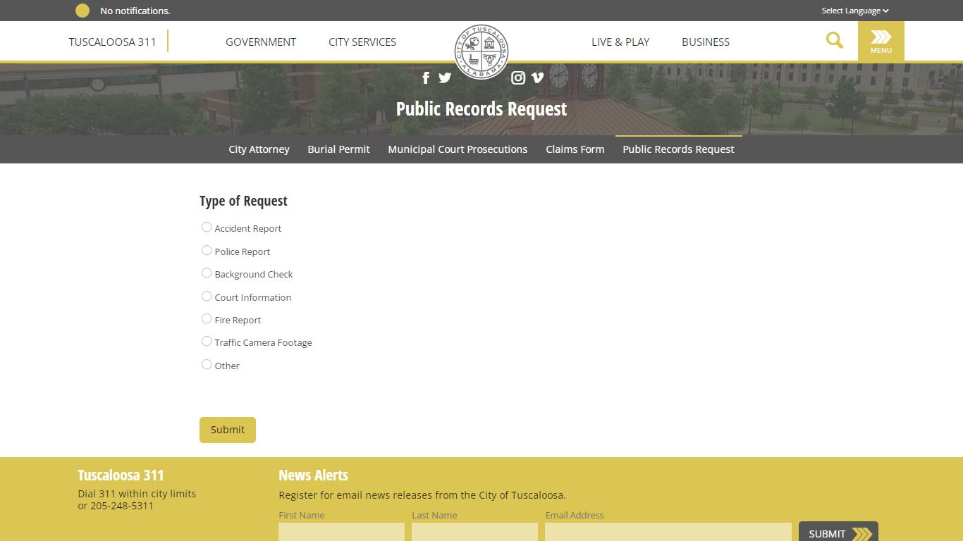 Public Records Request | City of Tuscaloosa