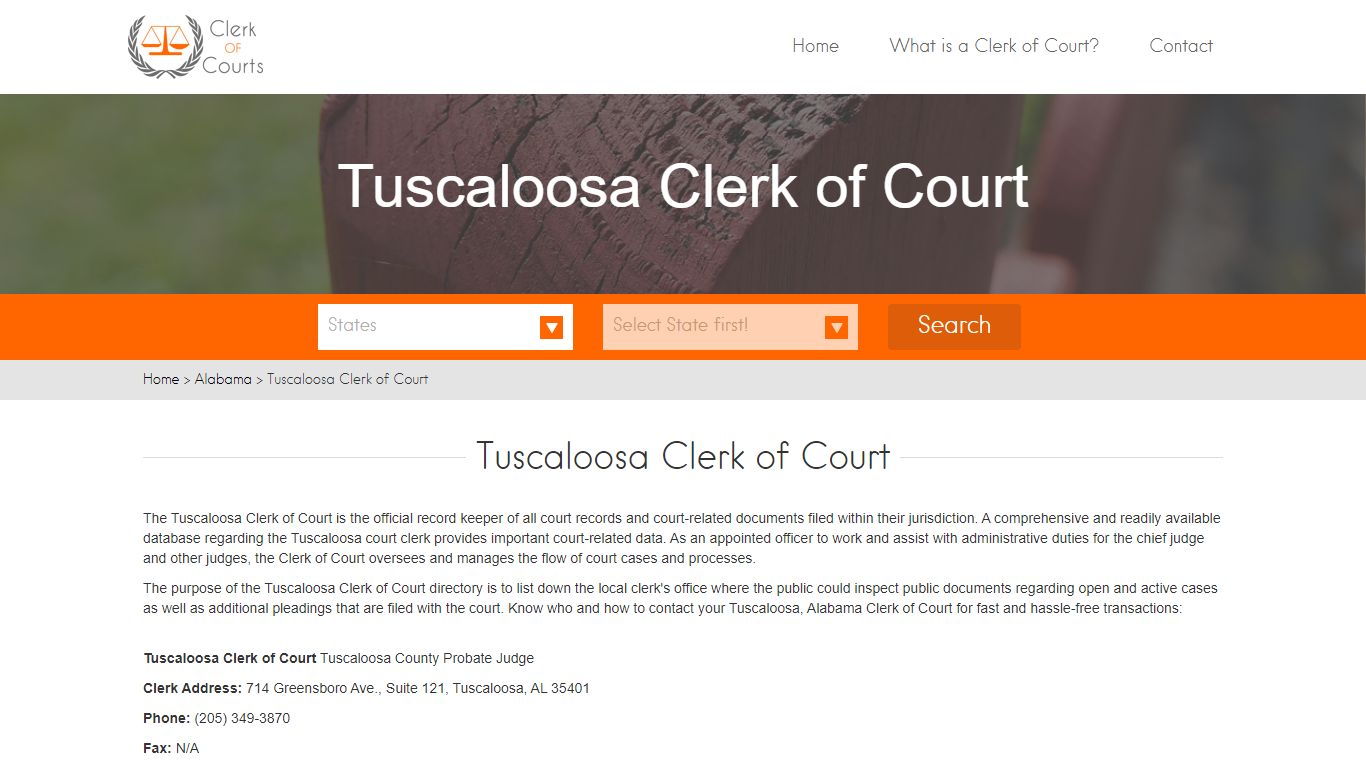 Find Your Tuscaloosa County Clerk of Courts in AL - clerk-of-courts.com